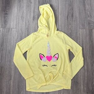 Btween Yellow Unicorn Hoodie for Kids Size 10